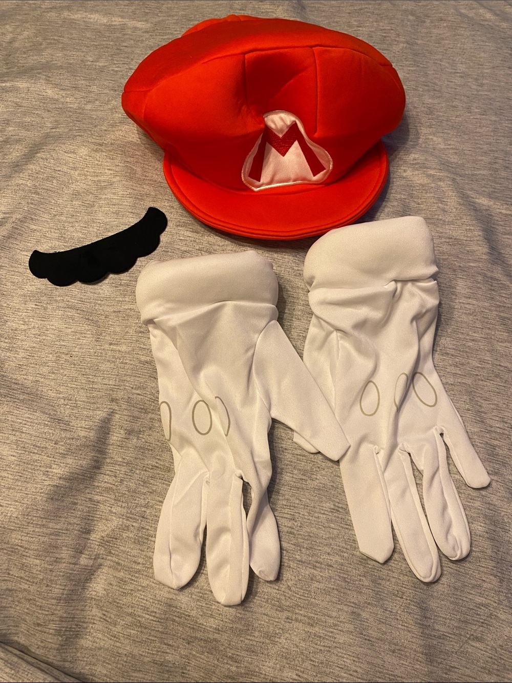Super Mario Luigi Adult Hat & Gloves & Mustache Costume Accessories NWOT - Picture 1 of 6